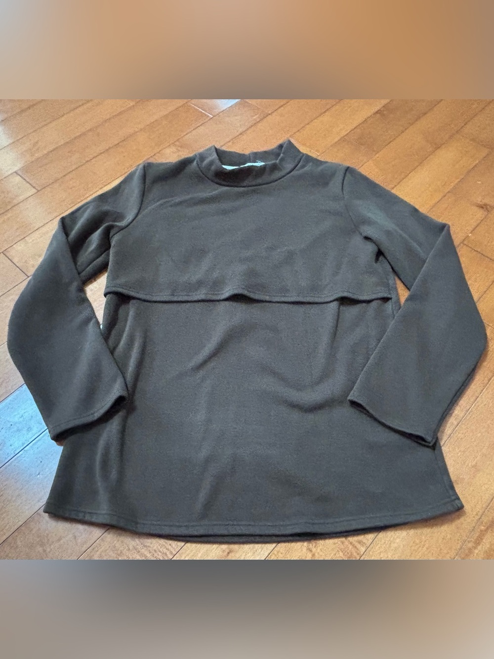 Smallshow Nursing Top Women’s Medium Brown Fleece Layered Mock Neck Sweatshirt